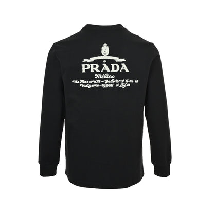 Prada 25Fw long-sleeved T-shirt with large logo signature embroidery on the back