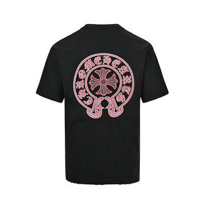 Chrome Hearts/Chrome Heart Heavy Industry Sanskrit Scroll Embroidered Short Sleeves