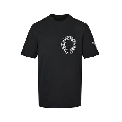 Chrome Hearts/Chrome Heart Cross Horseshoe Print Short Sleeve