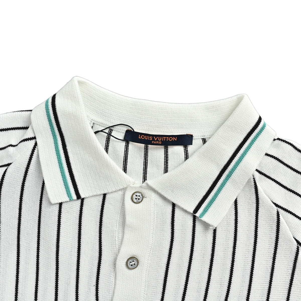 Louis Vuitton 26ss leather brand vertical striped knitted Polo short sleeves