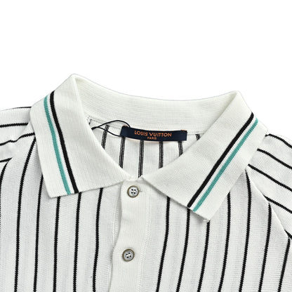 Louis Vuitton 26ss leather brand vertical striped knitted Polo short sleeves