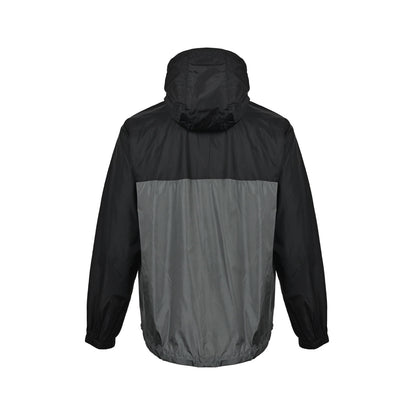 Prada regenerated nylon black and gray patchwork hooded jacket