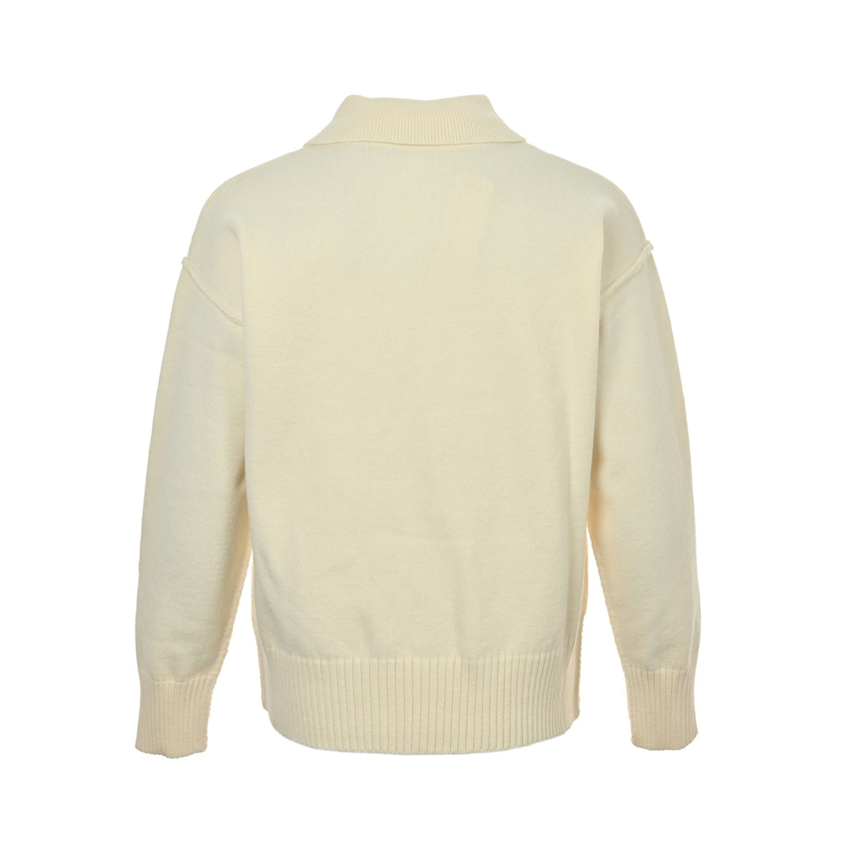 Ami Paris Love Jacquard Knitted Lapel Polo Sweater