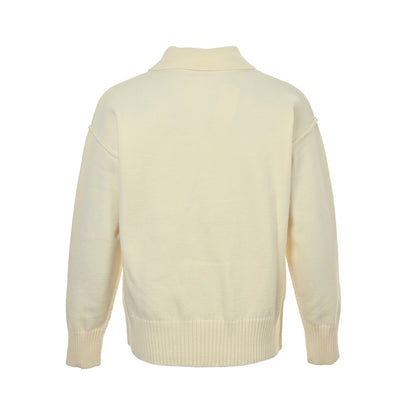 Ami Paris Love Jacquard Knitted Lapel Polo Sweater
