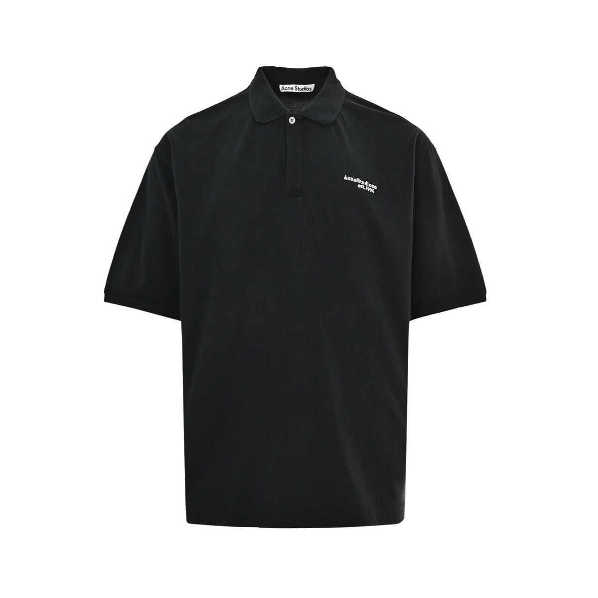 Acne Studios Letter Embroidered Washed Polo Short Sleeve
