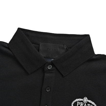 Prada 25ss oval embroidered Polo short sleeves