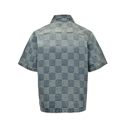 Louis Vuitton all-over checkerboard denim short sleeves