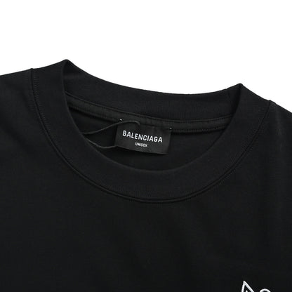 Balenciaga vertical letter embroidery short sleeves