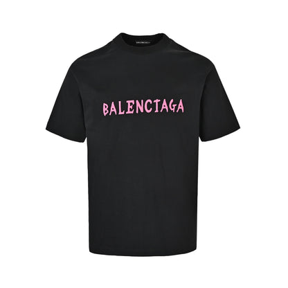 Balenciaga Dissolved Double B on the Back Destroyed Patch Embroidered Round Neck Short Sleeves