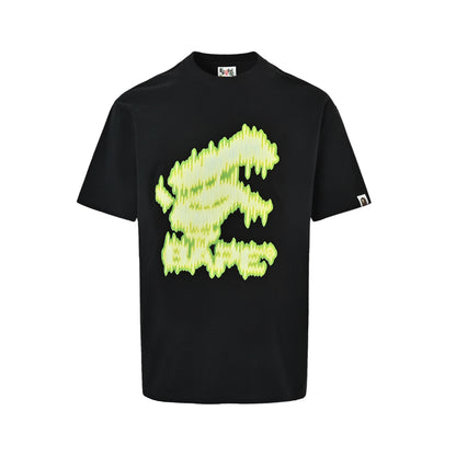 Bape 26ss neon green logo printed short sleeves