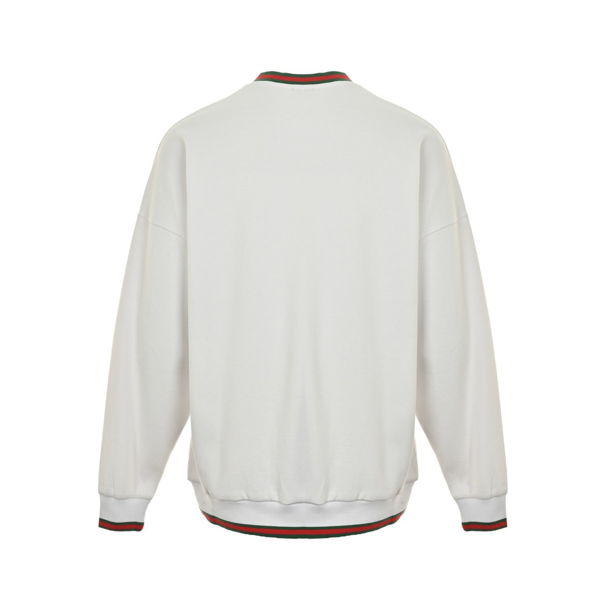 Gucci 25Fw embroidered small label red and green threaded round neck sweatshirt