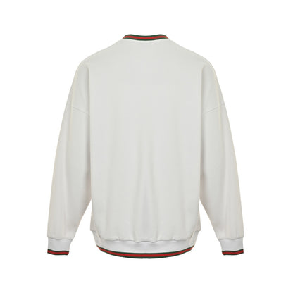 Gucci 25Fw embroidered small label red and green threaded round neck sweatshirt