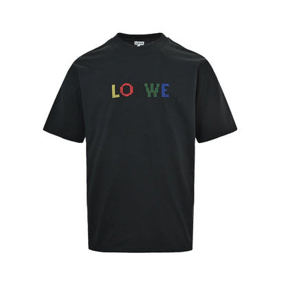 Loewe/Luo Yiwei 26ss colorful logo embroidered short sleeves