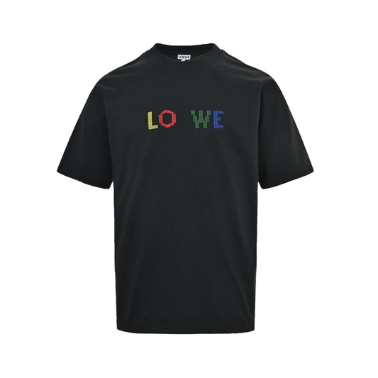 Loewe/Luo Yiwei 26ss colorful logo embroidered short sleeves