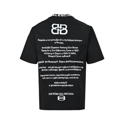 Balenciaga Roman series lock embroidery heavy duty frayed short sleeves
