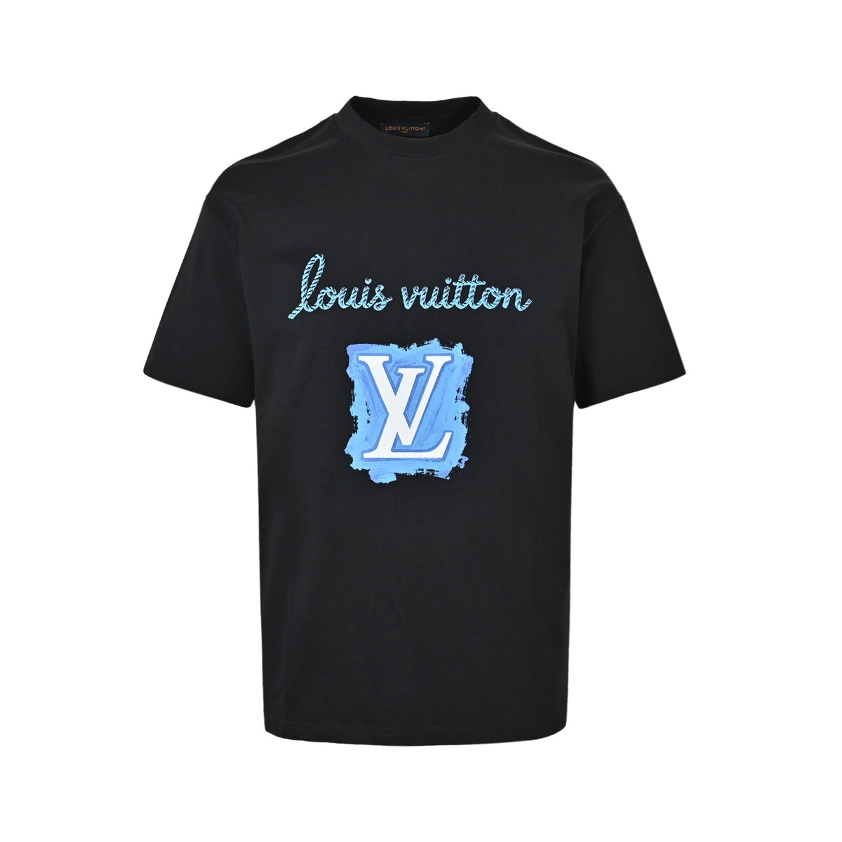 LouisVuitton/Louis Vuitton blue graffiti LV printed short sleeves