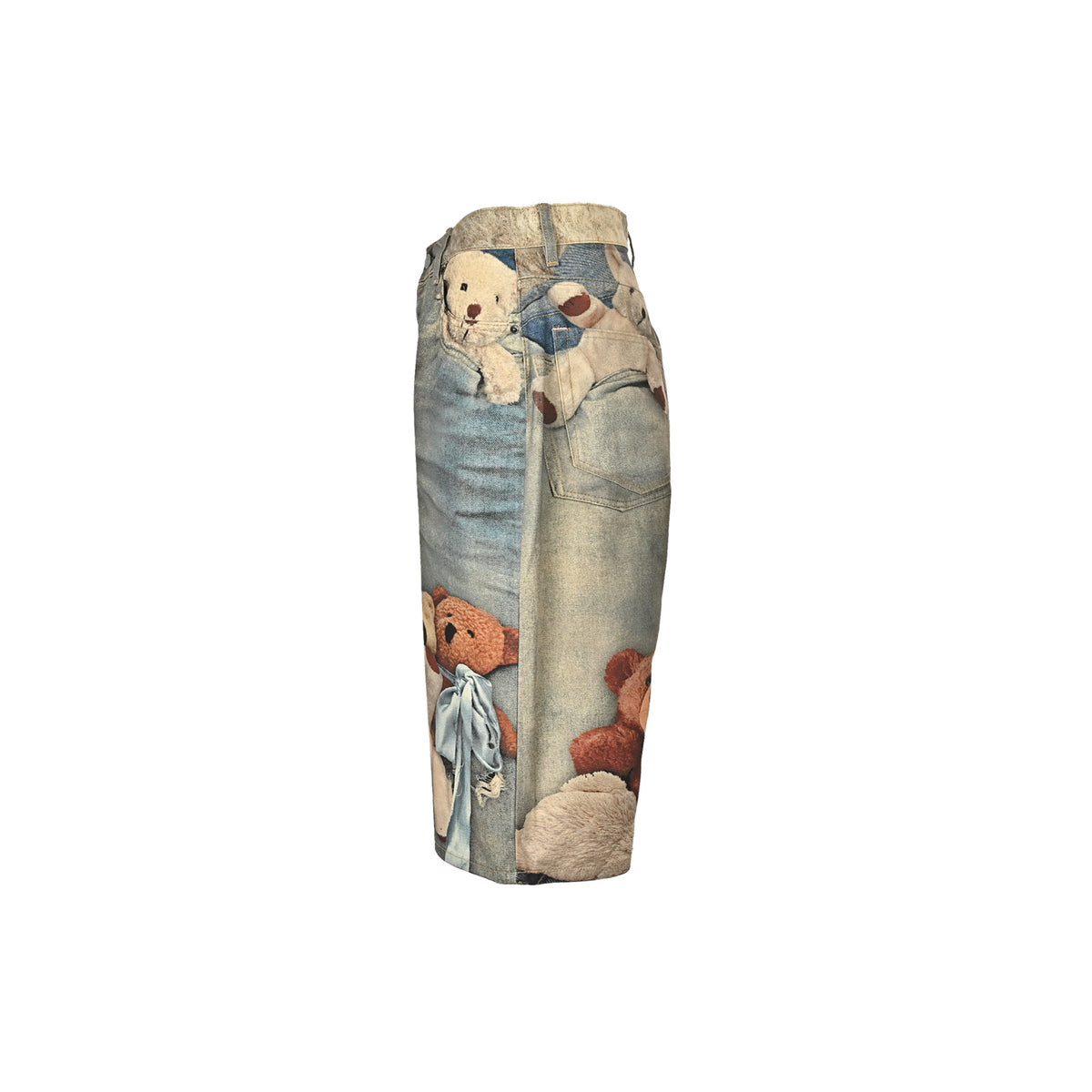 ACNE STUDIOS 3D printed teddy bear denim shorts