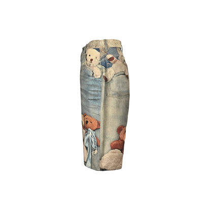 ACNE STUDIOS 3D printed teddy bear denim shorts