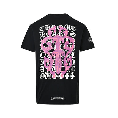 Chrome Hearts/Chrome Heart Pink Sword Sanskrit Printed Short Sleeves