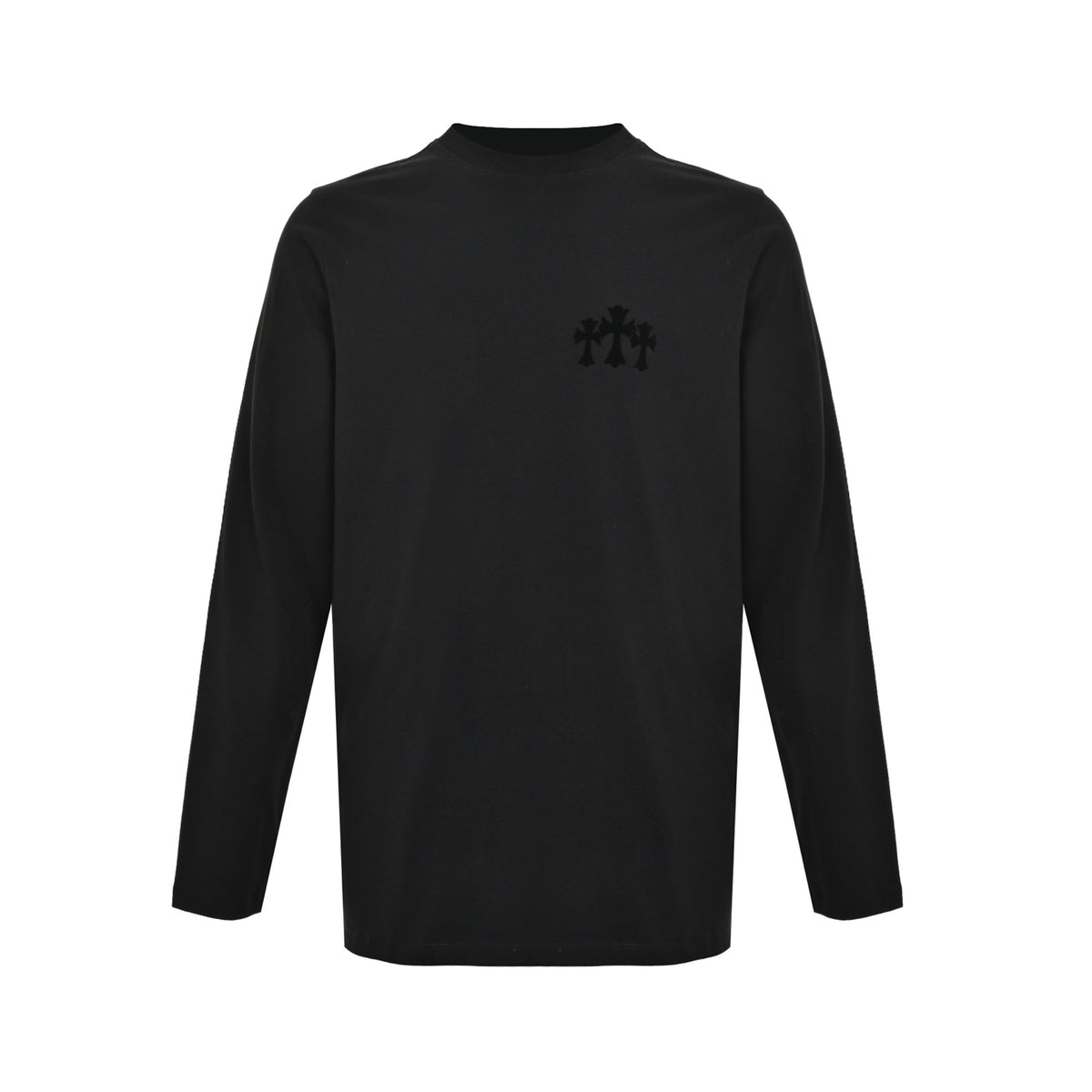 Chrome Hearts/Chrome Heart Cross Flocked Long Sleeve T-Shirt