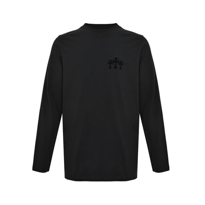 Chrome Hearts/Chrome Heart Cross Flocked Long Sleeve T-Shirt