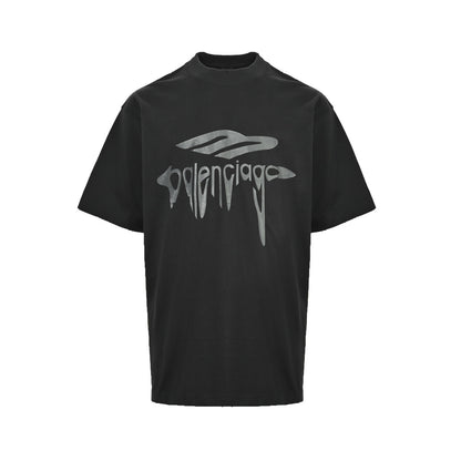 Balenciaga 25ss melted logo crack print short sleeves