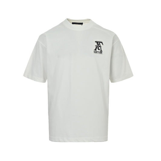 Louis Vuitton 26ss heavy duty frayed patch embroidered short sleeves