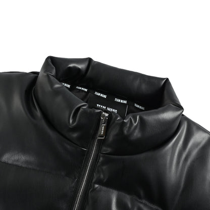 TEAM WANG first generation lettered leather down vest