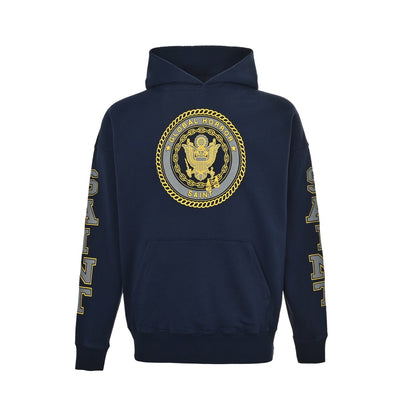 SAINT MICHAEL reflective angel medal print hooded sweatshirt