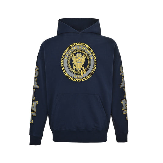 SAINT MICHAEL reflective angel medal print hooded sweatshirt