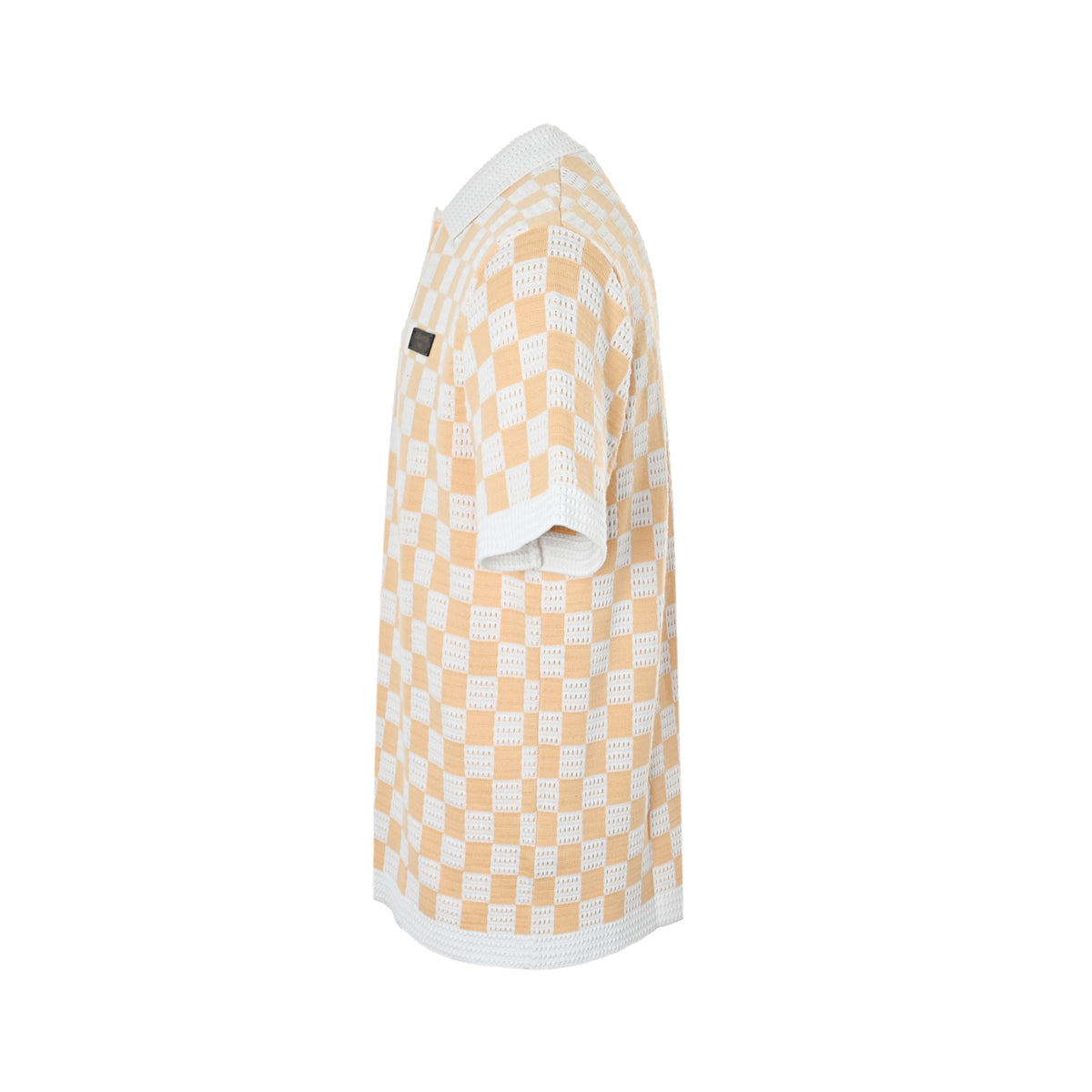 Louis Vuitton 26ss leather label checkerboard jacquard knitted short-sleeved shirt