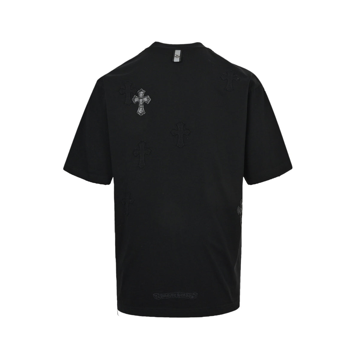 Chrome Hearts Heavy Duty Frayed Appliqué Embroidered Leather Label Hardware Short Sleeves