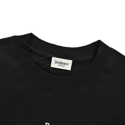 SAINT LAURENT/Yves Saint Laurent front and back silicone letter printed short sleeves
