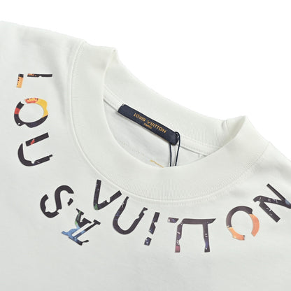 Louis Vuitton 26ss embossed short sleeves with incomplete letters on the neckline