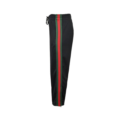 Gucci red and green web drawstring trousers