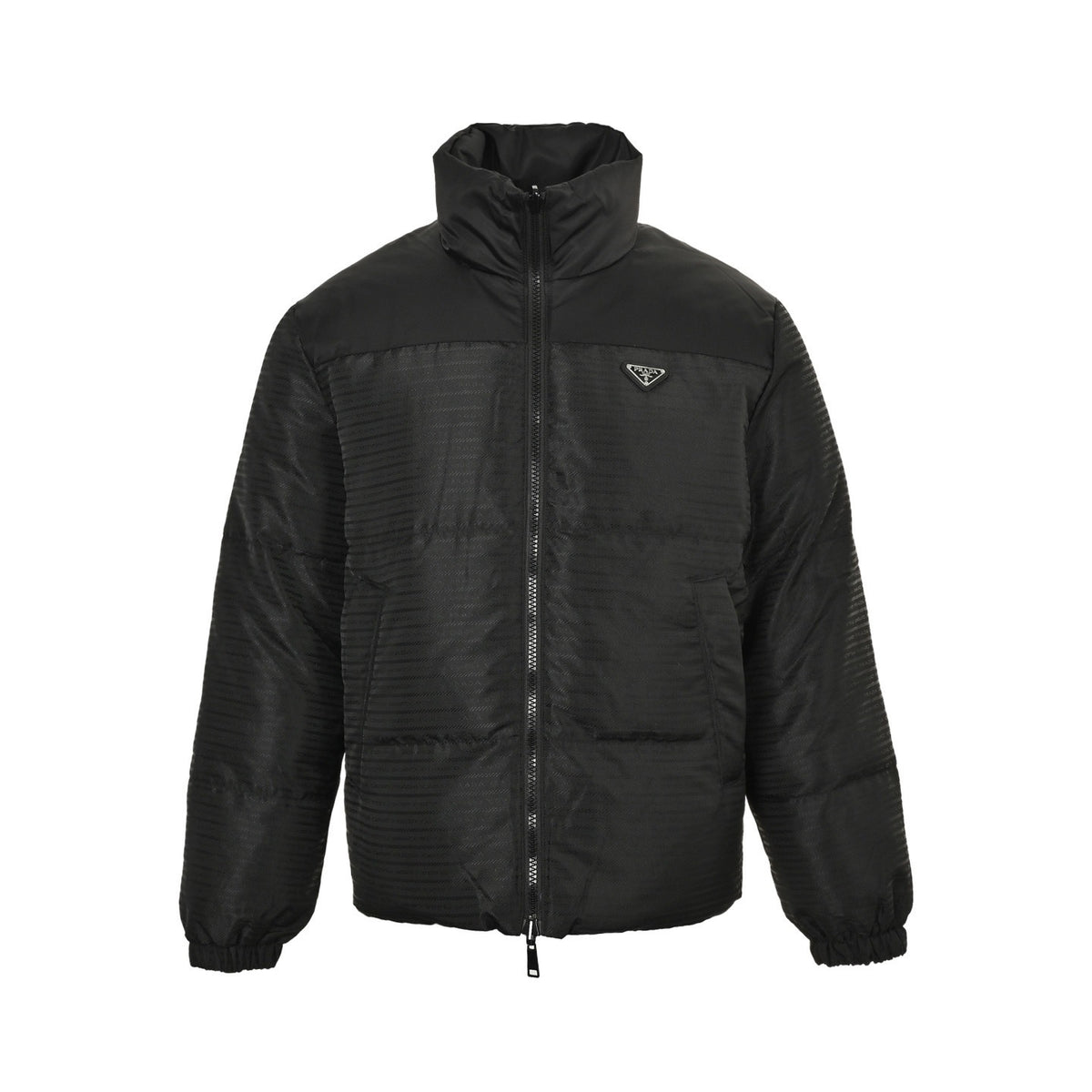 Prada dark pattern jacquard reversible down jacket