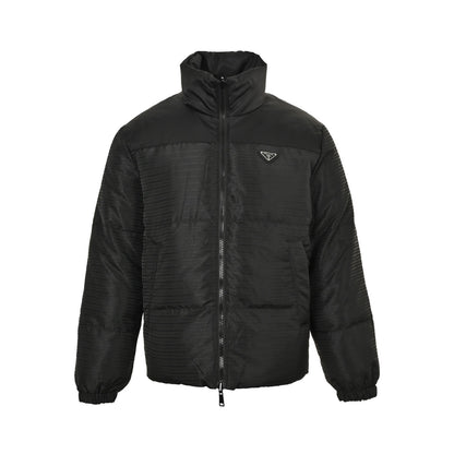 Prada dark pattern jacquard reversible down jacket