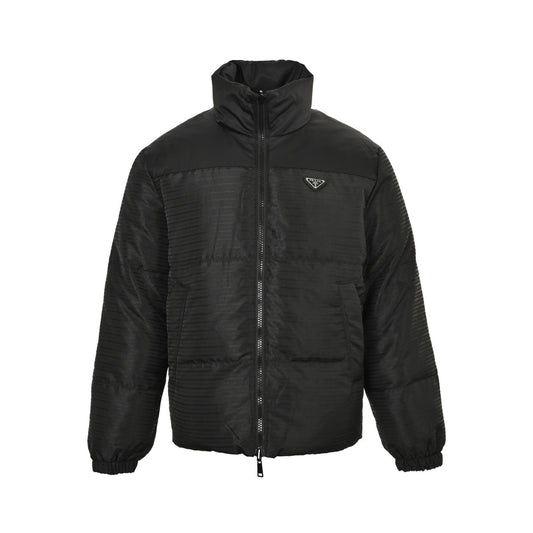 Prada dark pattern jacquard reversible down jacket
