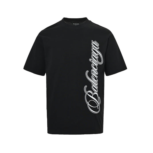 Balenciaga vertical letter embroidery short sleeves