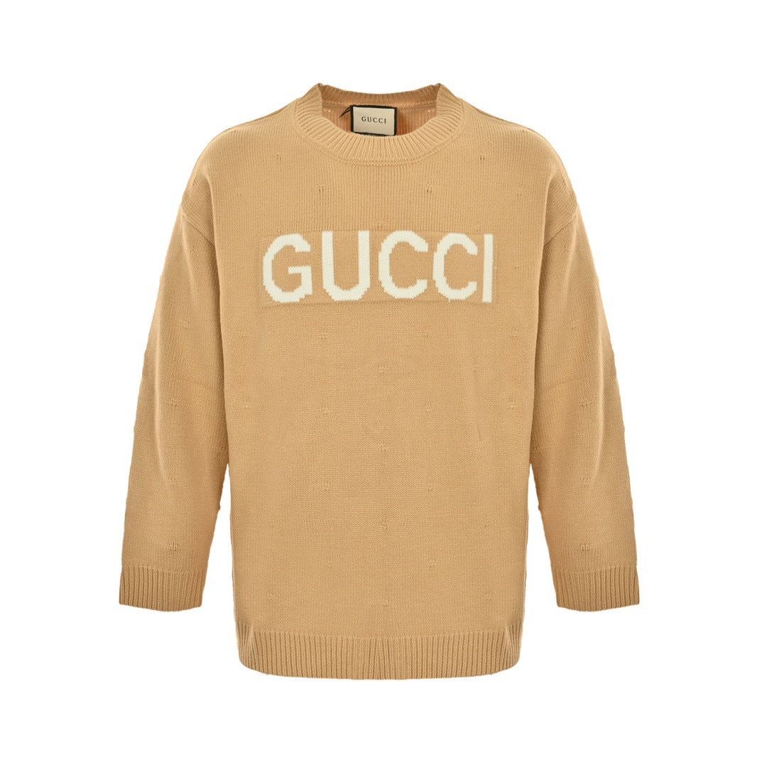 Gucci 24Fw heavy industry polka dot and logo jacquard crew neck sweater