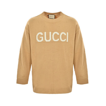Gucci 24Fw heavy industry polka dot and logo jacquard crew neck sweater