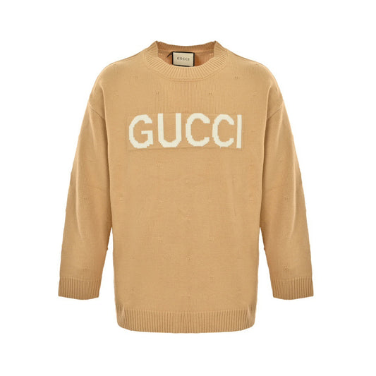 Gucci 24Fw heavy industry polka dot and logo jacquard crew neck sweater