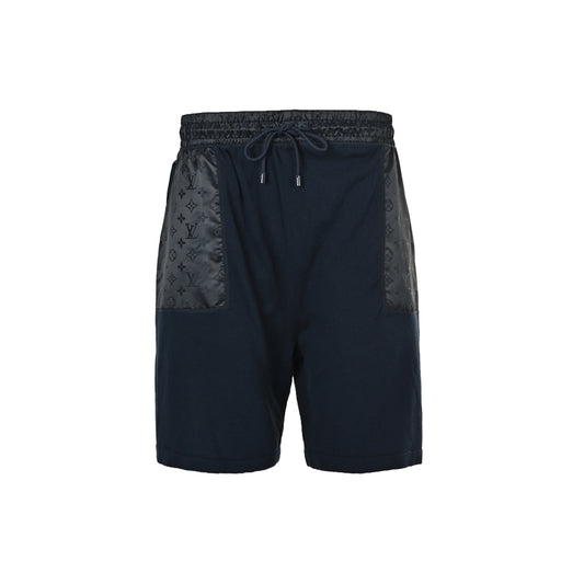 Louis Vuitton knitted jacquard splicing nylon inlaid drawstring shorts