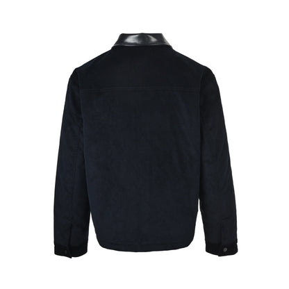 Gucci embroidered leather collar three-pocket velvet corduroy jacket