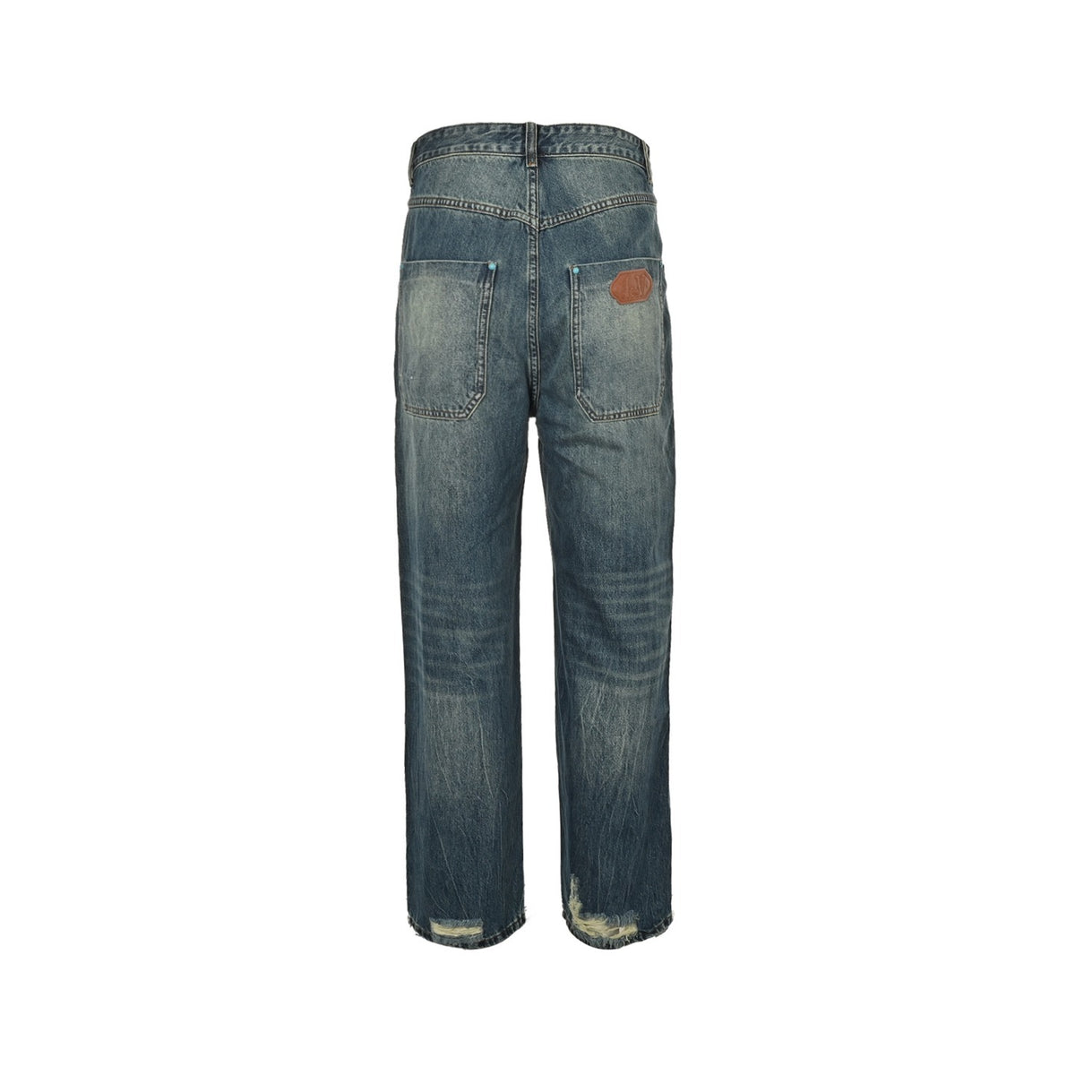 Louis Vuitton 24Fw enamel button washed frayed work jeans