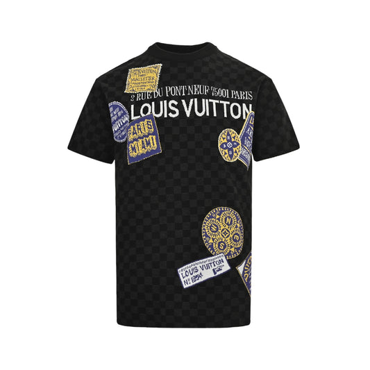 Louis Vuitton 25ss luggage tag checkerboard jacquard knitted short sleeves