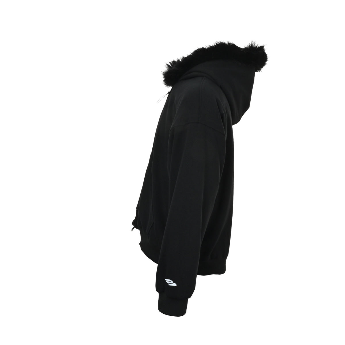 Balenciaga mink fur collar hooded sweatshirt jacket