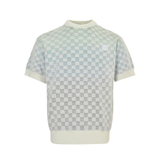 Louis Vuitton 25ss checkerboard gradient knitted short sleeves