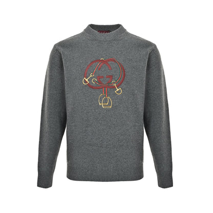 Gucci red lantern embroidered crew neck sweater