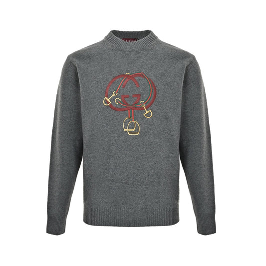 Gucci red lantern embroidered crew neck sweater